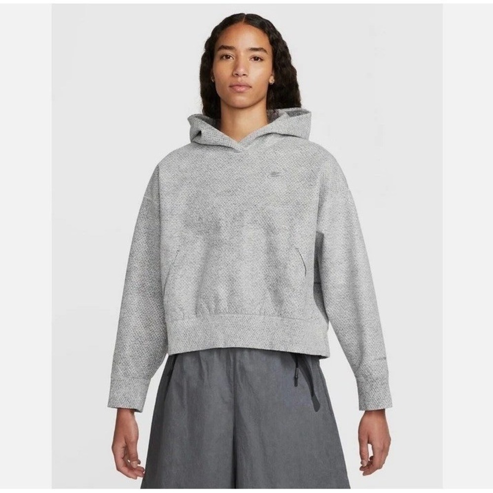Nike Tech Pack Therma-FIT ADV Grey Heather Knit Hoodie Womens XL DD4622-063